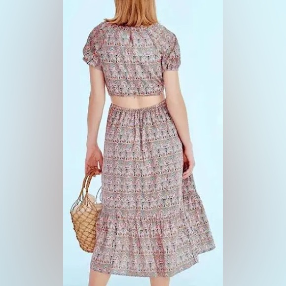 J CREW LIBERTY Fabric CUTOUT ORGANIC COTTON GIORGIA DUKE PRINT Midi DRESS Size 6 - Picture 2 of 15